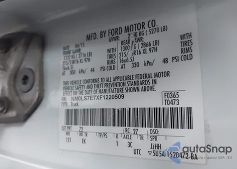 2015 Ford Transit Connect Xl z USA, uszkodzony, nr VIN NM0LS7E7XF1220509